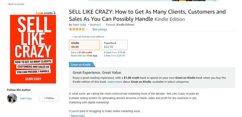 Sell Like Crazy book price amazon