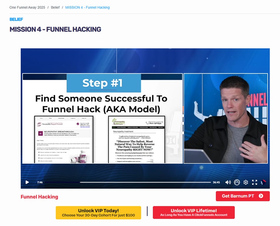 Russell Brunson teaching funnel hacking framework in One Funnel Away Challenge expert path training