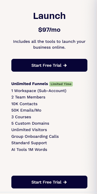 clickfunnels pricing: The Launch Plan