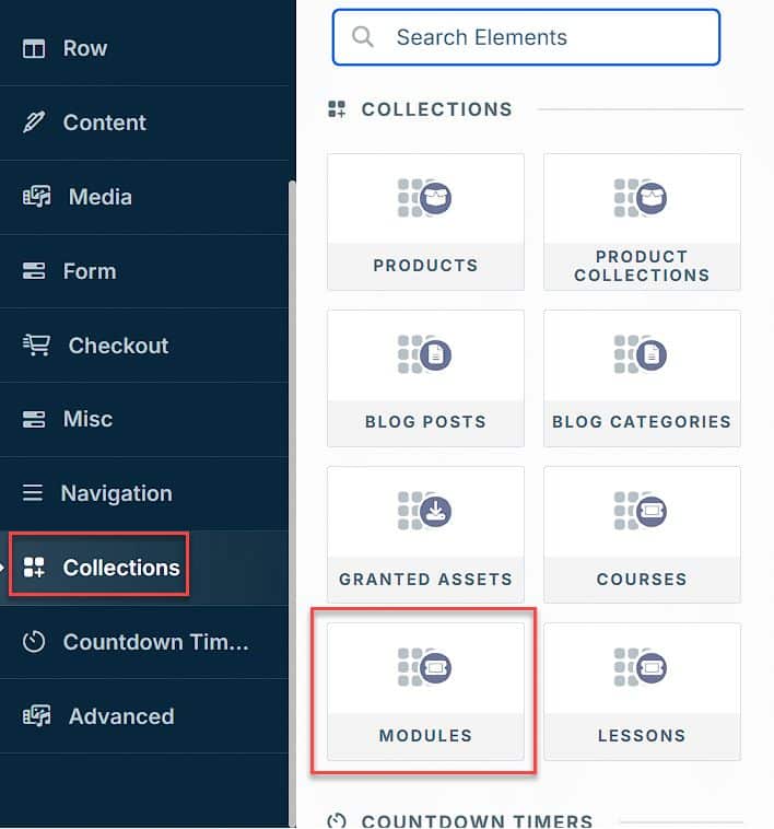 clickfunnels course modules element